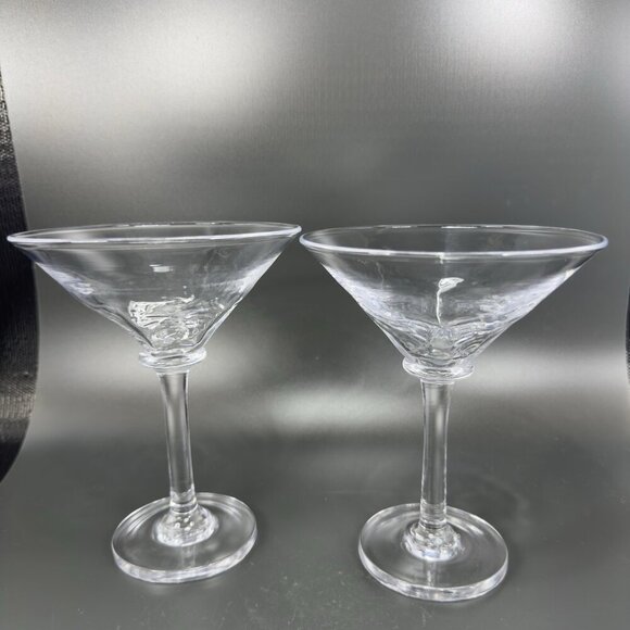 Simon Pearce Cavendish Clear Optic Hand Blown Glass Martini Glasses Cups Set 2 - Picture 1 of 16
